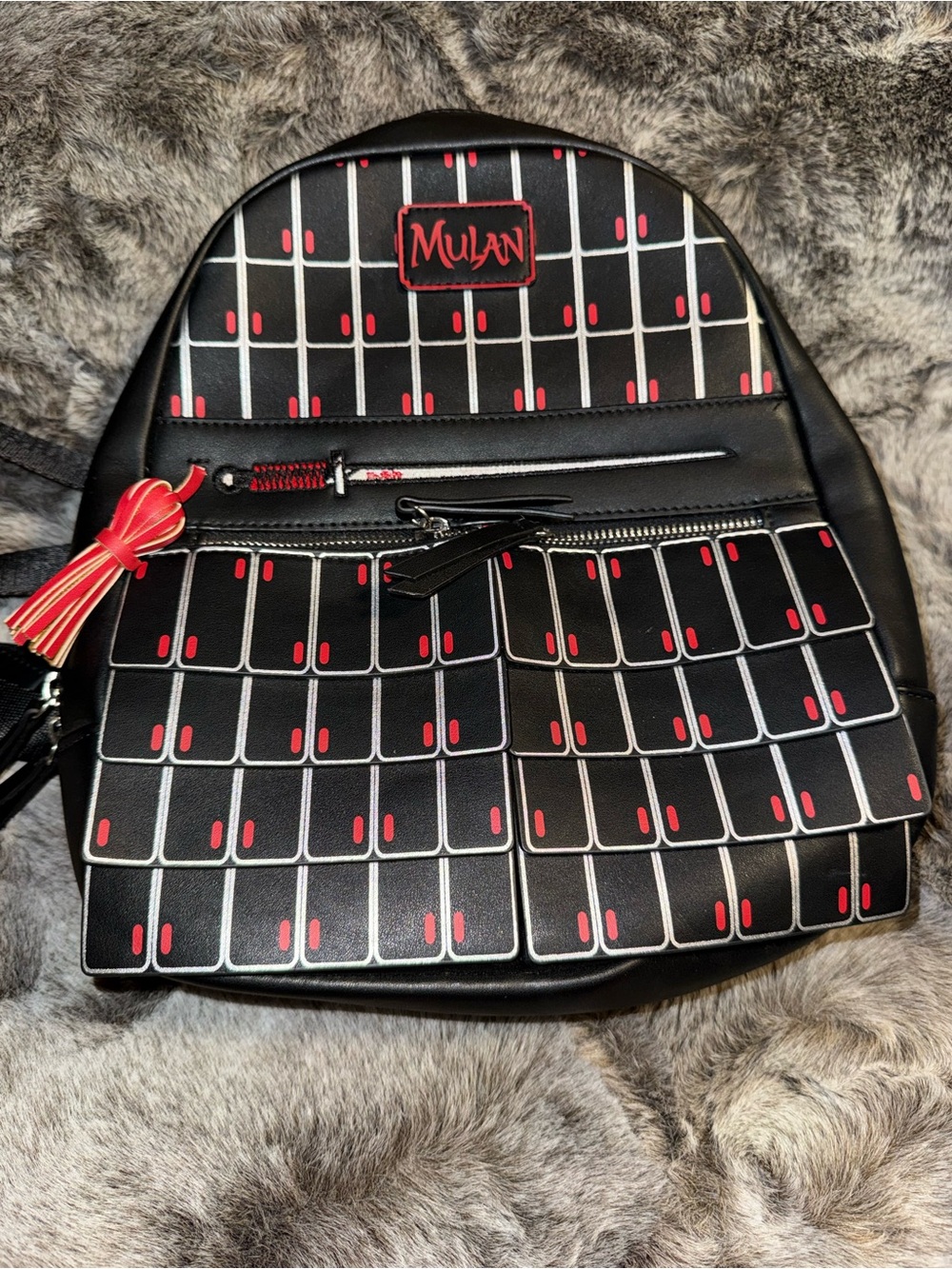 Danielle Nicole Black & Red Mulan Themed Mini Backpack Disney